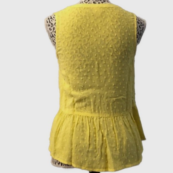 Merona Peplum Split Neck Blouse Yellow, EUC - Size XS - Picture 4 of 4